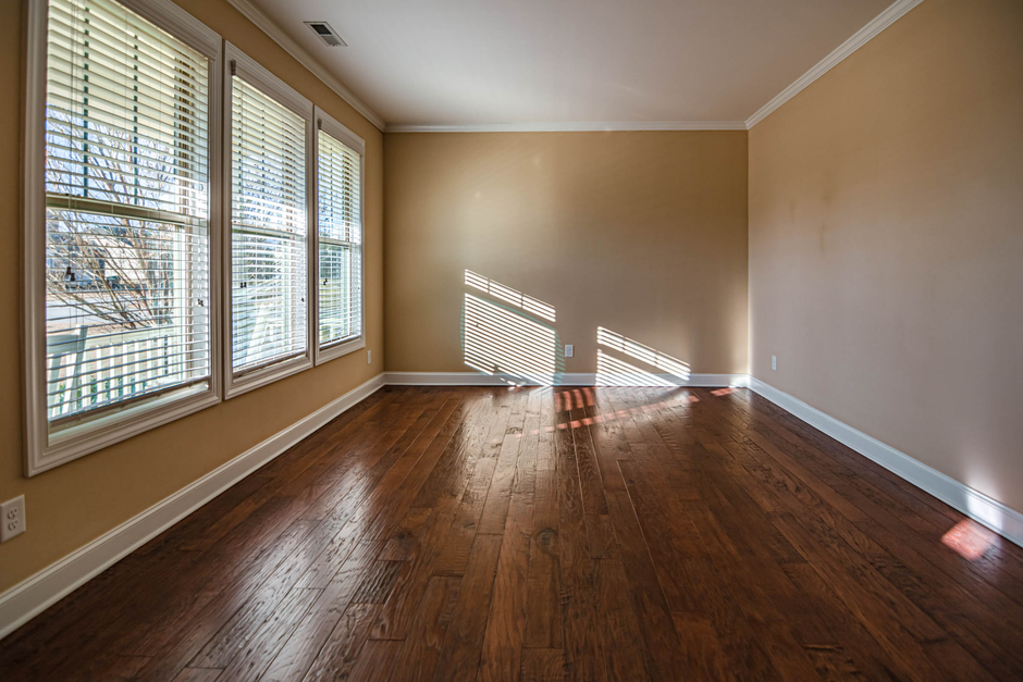 Beautiful double hung windows in a brightly lit modern living room